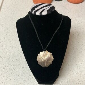 Morher of‎ Pearl necklace on black string vintage